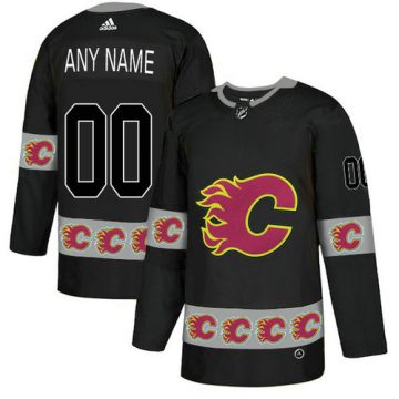 Custom Calgary Flames Black Team Logos Fashion Jersey