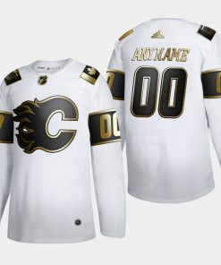Custom Calgary Flames Golden Edition White Jersey