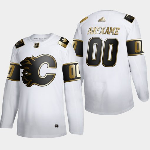 Custom Calgary Flames Golden Edition White Jersey