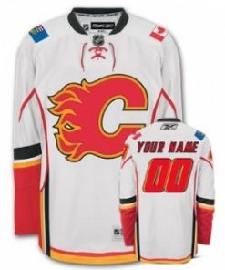 Custom Calgary Flames White Jersey