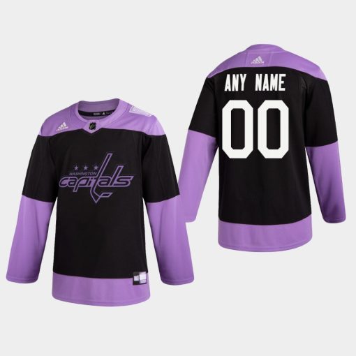 Custom Capitals Hockey Fights Cancer Practice Black Jersey