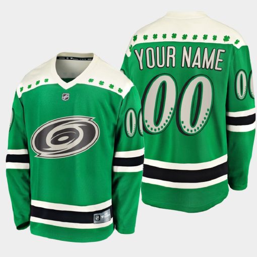 Custom Carolina Hurricanes 2021 St Patrick's Day Green Jersey