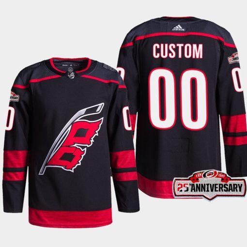 Custom Carolina Hurricanes Black 25th Anniversary Home Jersey 2022-23