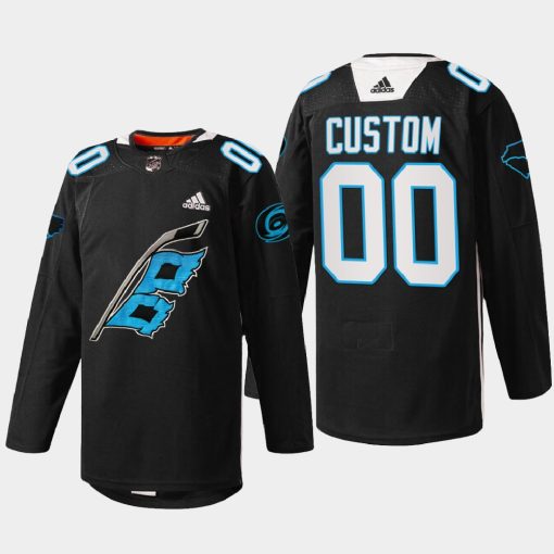 Custom Carolina Hurricanes Panthers Night Black Warm-up Sweater 2022 Jersey