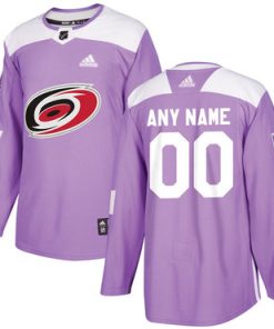 Custom Carolina Hurricanes Purple Pink Hockey Fights Cancer Practice Jersey
