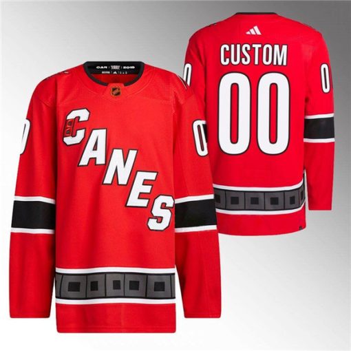 Custom Carolina Hurricanes Red 2022-23 Reverse Retro Stitched Jersey