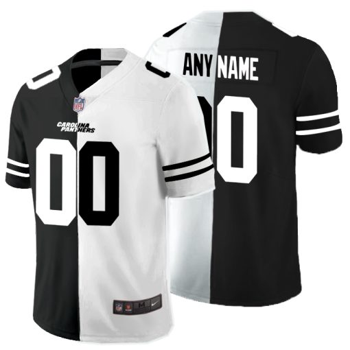 Custom Carolina Panthers Black And White Split Vapor Untouchable Limited Jersey