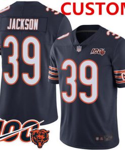 Custom Chicago Bears Navy Blue Team Color Stitched Football 100th Season Vapor Limited Jersey