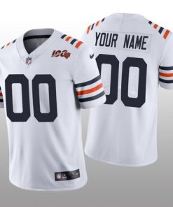 Custom Chicago Bears White Alternate Classic Limited 100th Season Jersey