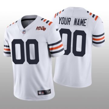 Custom Chicago Bears White Alternate Classic Limited 100th Season Jersey