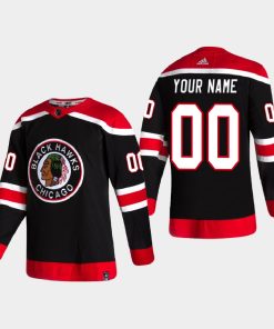 Custom Chicago Blackhawks 2020-21 Reverse Retro Black Jersey