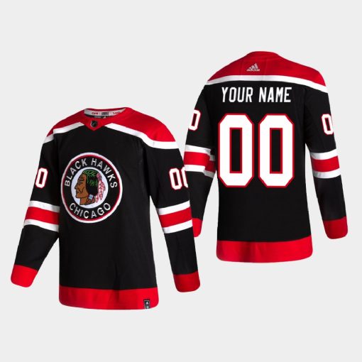 Custom Chicago Blackhawks 2020-21 Reverse Retro Black Jersey