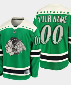Custom Chicago Blackhawks 2021 St Patrick's Day Green Jersey