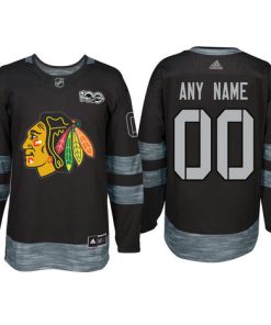 Custom Chicago Blackhawks Black 1917 2017 100th Anniversary Jersey