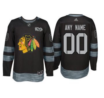 Custom Chicago Blackhawks Black 1917 2017 100th Anniversary Jersey