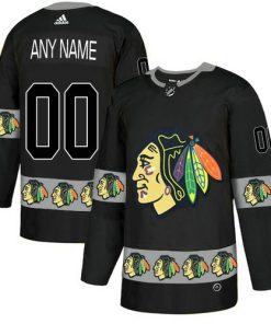 Custom Chicago Blackhawks Black Team Logos Fashion Jersey