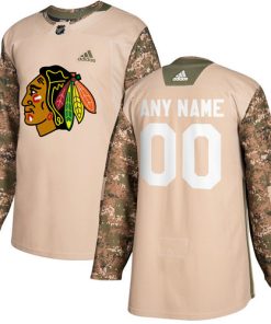 Custom Chicago Blackhawks Camo Veterans Day Practice Jersey