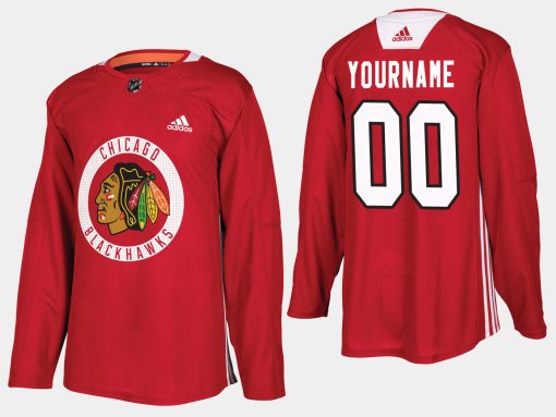 Custom Chicago Blackhawks Home Practice Player Red Jersey