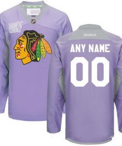 Custom Chicago Blackhawks Purple Pink Hockey Fights Cancer Practice Jersey