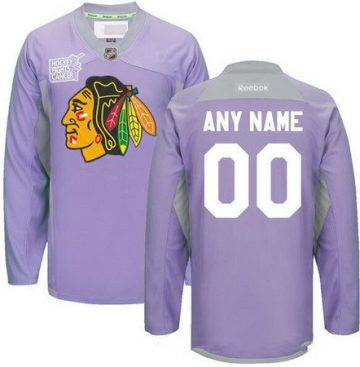 Custom Chicago Blackhawks Purple Pink Hockey Fights Cancer Practice Jersey