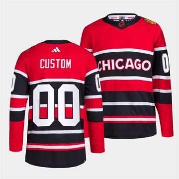 Custom Chicago Blackhawks Red Black 2022 Reverse Retro Stitched Jersey