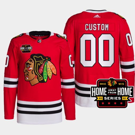 Custom Chicago Blackhawks Red Jersey 2022 Milwaukee Home Away From Home Primegreen