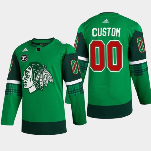 Custom Chicago Blackhawks St Patricks Day Green Warm-up 2022 Jersey