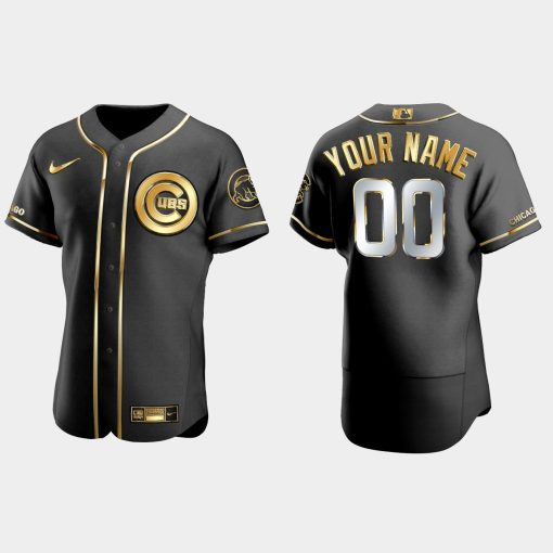 Custom Chicago Cubs Golden Edition Flex Base Jersey Black