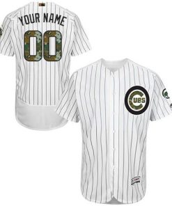 Custom Chicago Cubs 2016 Memorial Day Fashion White Flexbase Collection Jersey