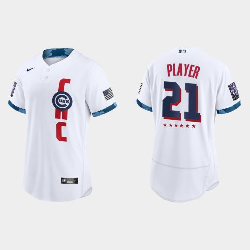 Custom Chicago Cubs 2021 All-star Game Flex Base Jersey White
