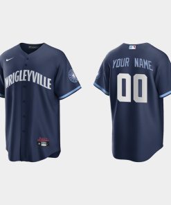 Custom Chicago Cubs 2021 City Connect Cool Base Jersey Navy
