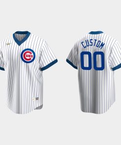 Custom Chicago Cubs Cooperstown Collection Home Jersey White