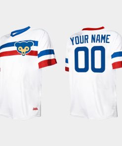Custom Chicago Cubs Cooperstown Collection V-neck Jersey White