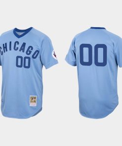 Custom Chicago Cubs Flex Base 1976 Cooperstown Jersey Light Blue