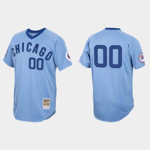 Custom Chicago Cubs Flex Base 1976 Cooperstown Jersey Light Blue