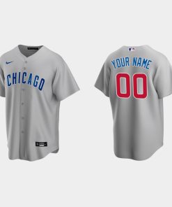 Custom Chicago Cubs Gray Cool Base Road Jersey