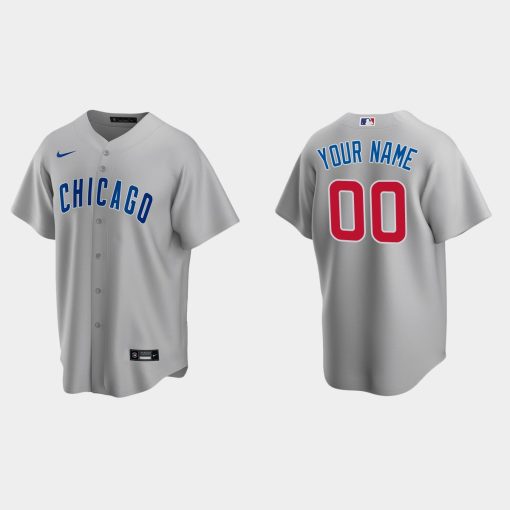 Custom Chicago Cubs Gray Cool Base Road Jersey