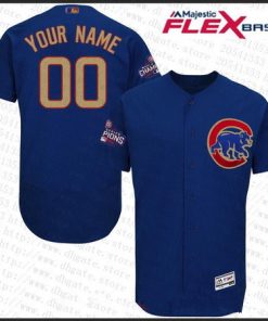 Custom Chicago Cubs Royal Blue 2016 World Series Champions Patch Gold Program 2017 Flex Base Baseball Jersey