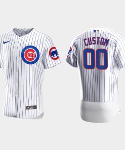 Custom Chicago Cubs White Flex Base Jersey