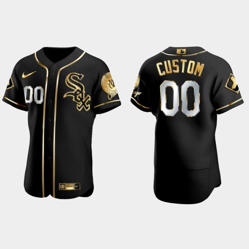 Custom Chicago White Sox Golden Edition Flex Base Jersey Black