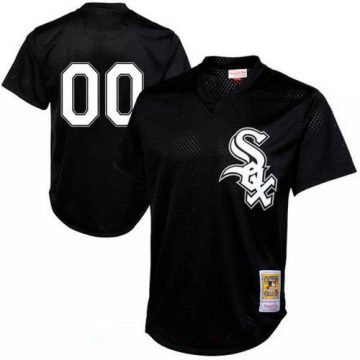 Custom Chicago White Sox Black Mesh Batting Practice Throwback Cooperstown Collection Baseball Jersey
