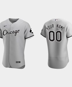 Custom Chicago White Sox Mr Patch Flex Base Jersey Gray