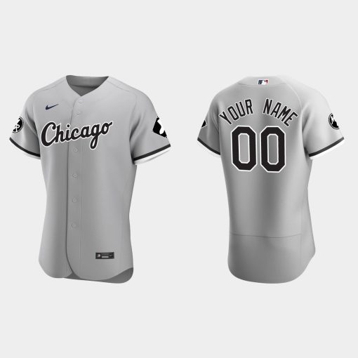 Custom Chicago White Sox Mr Patch Flex Base Jersey Gray