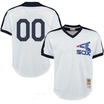 Custom Chicago White Sox White Mesh Batting Practice Throwback Cooperstown Collection Baseball Jersey