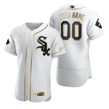 Custom Chicago White Sox White Flex Base Golden Edition Jersey