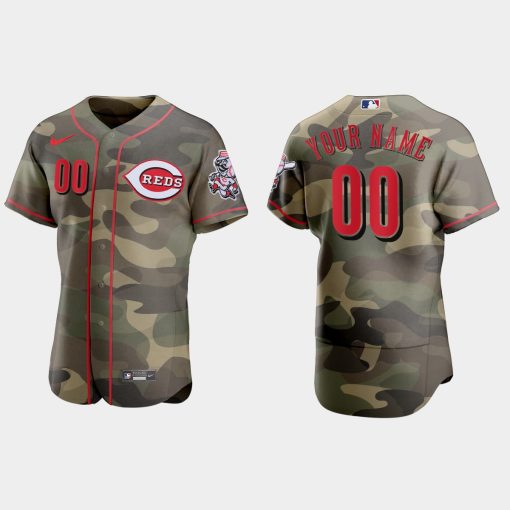 Custom Cincinnati Reds 2021 National Armed Forces Day Flex Base Jersey Camo