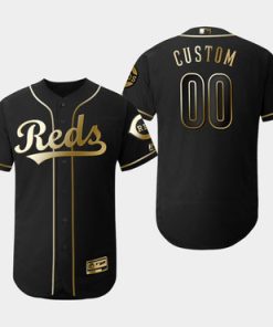 Custom Cincinnati Reds Black Gold Flexbase Jersey
