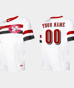 Custom Cincinnati Reds Cooperstown Collection V-neck Jersey White