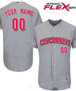 Custom Cincinnati Reds Gray Road Flex Base Baseball Jersey