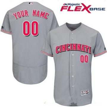 Custom Cincinnati Reds Gray Road Flex Base Baseball Jersey